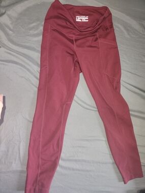 Yogalicious Burgundy High-Waist Active Leggings